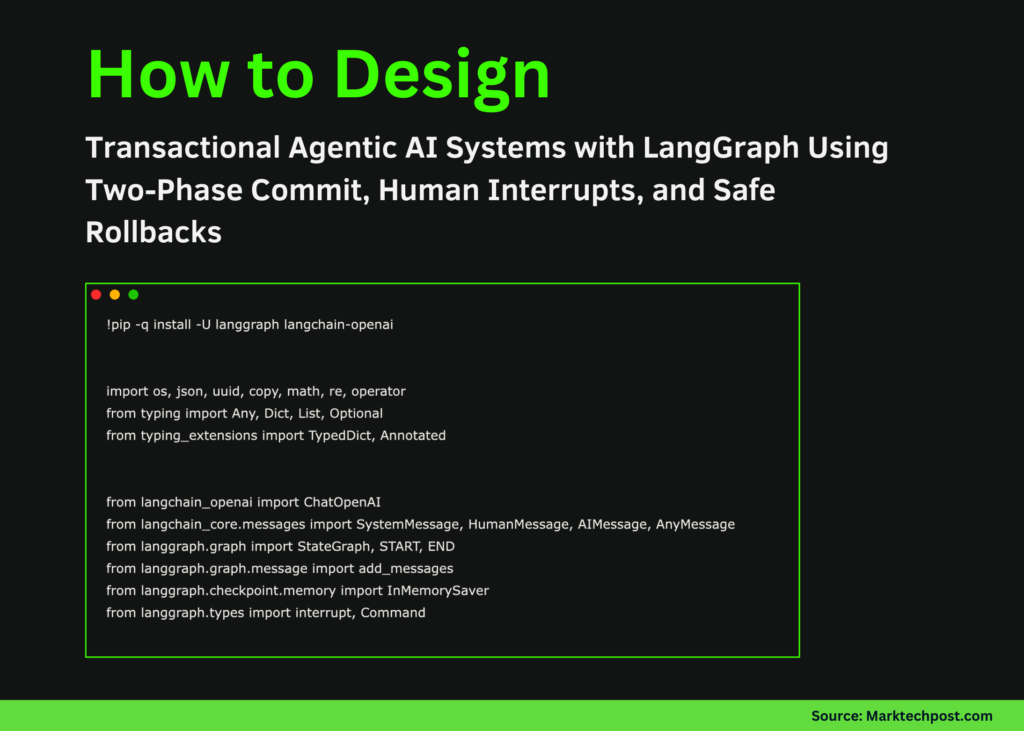 How to Design Transactional Agentic AI Systems with LangGraph Using Two-Phase Commit, Human Interrupts, and Safe Rollbacks