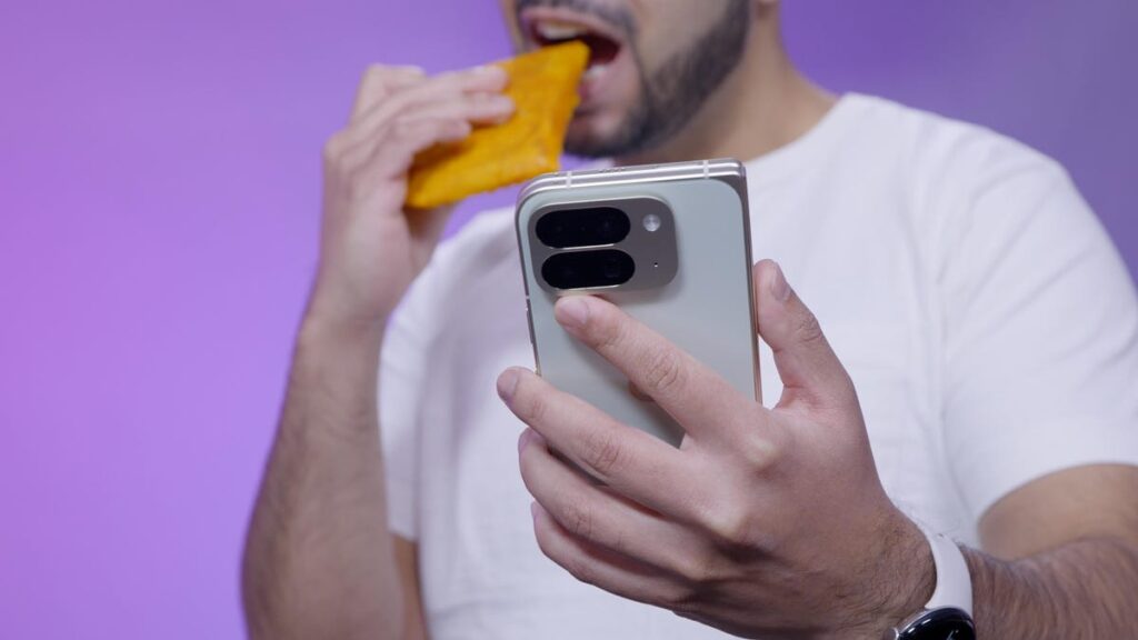 Pixel 10 Pro Fold with food