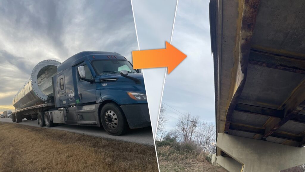 Over-Height Semi-Truck Load Smashes Six Bridges on One Road Trip