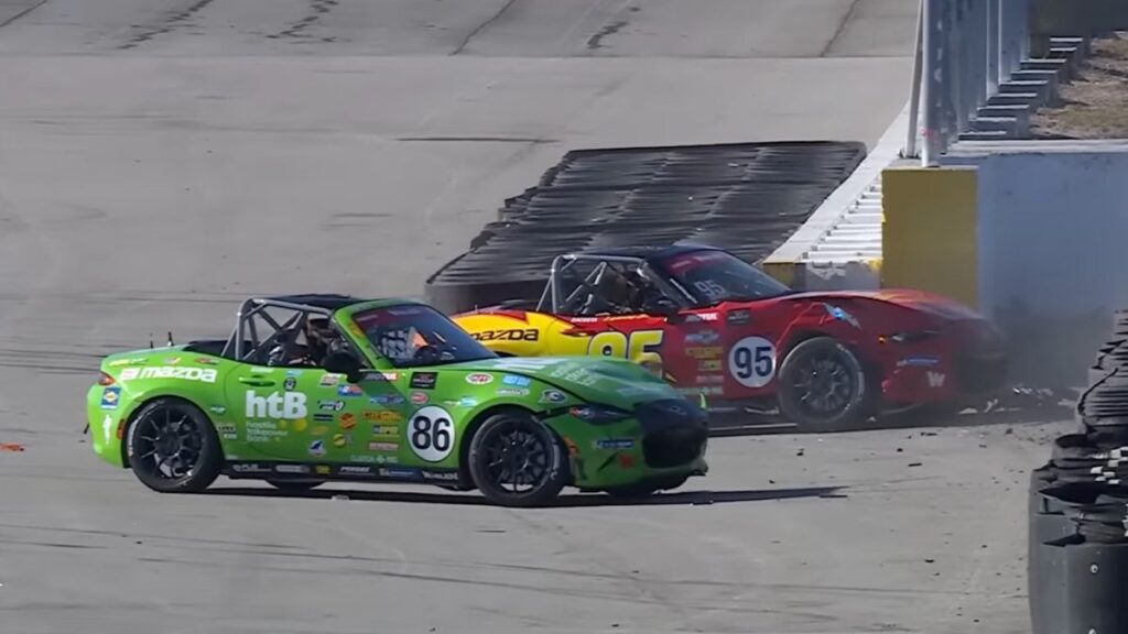 Lightning McQueen MX-5 Cup Car Crashed Out by Chick Hicks Miata