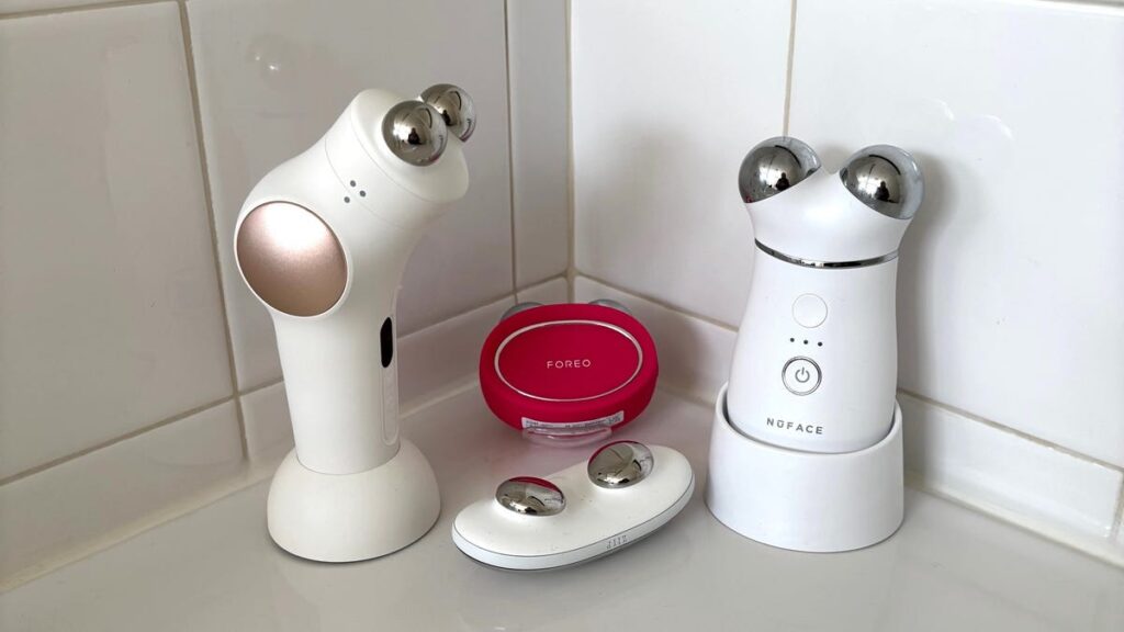 Microcurrent Devices: Do They Work and Are They Worth It? We Asked Skin Experts Three microcurrent devices on a counter.