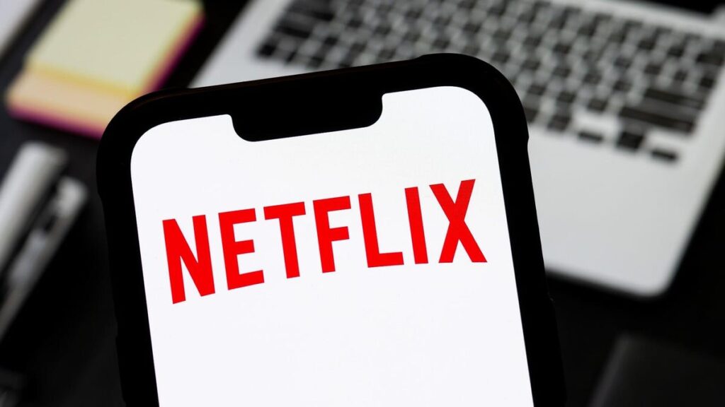 Netflix logo on a mobile phone