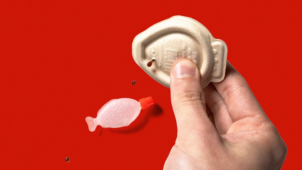 This cute soy sauce pouch could get rid of plastic packets for good