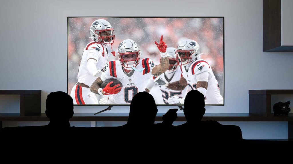 New England Patriots on a TV screen