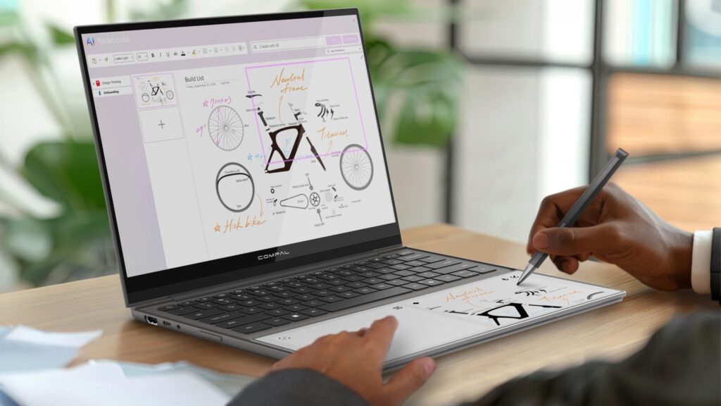 Compal’s strange AI Book laptop replaces the palm rest with an E Ink screen, and the idea sounds fascinating yet questionable