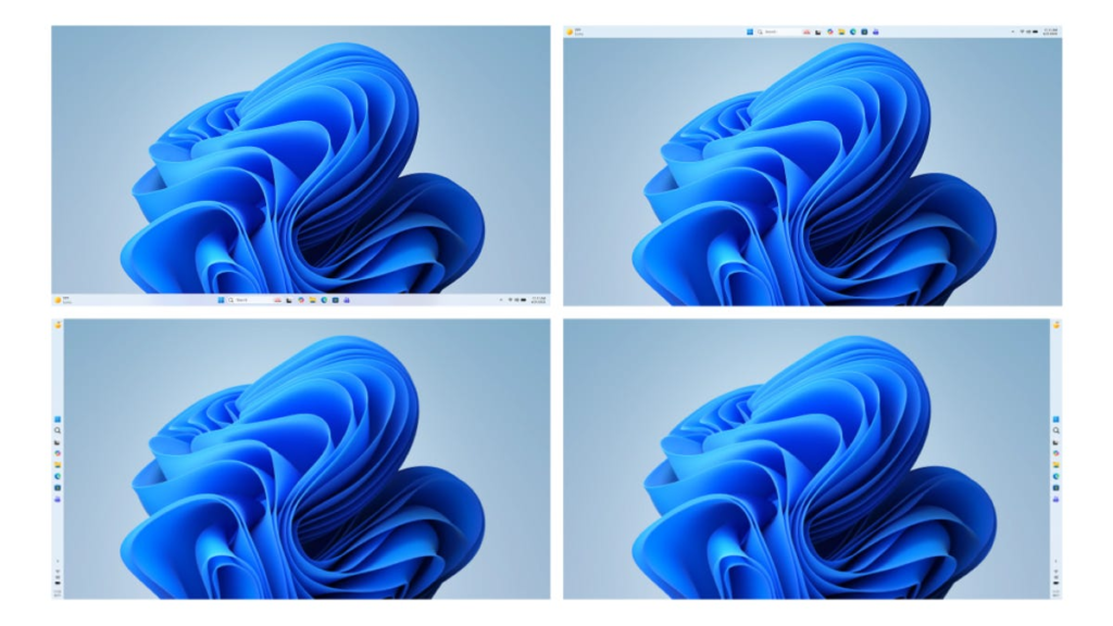 Microsoft Lays Out Next Windows Updates: Faster, Lighter and More Flexible Four screenshots showing the four different placements of the windows tasksbar.