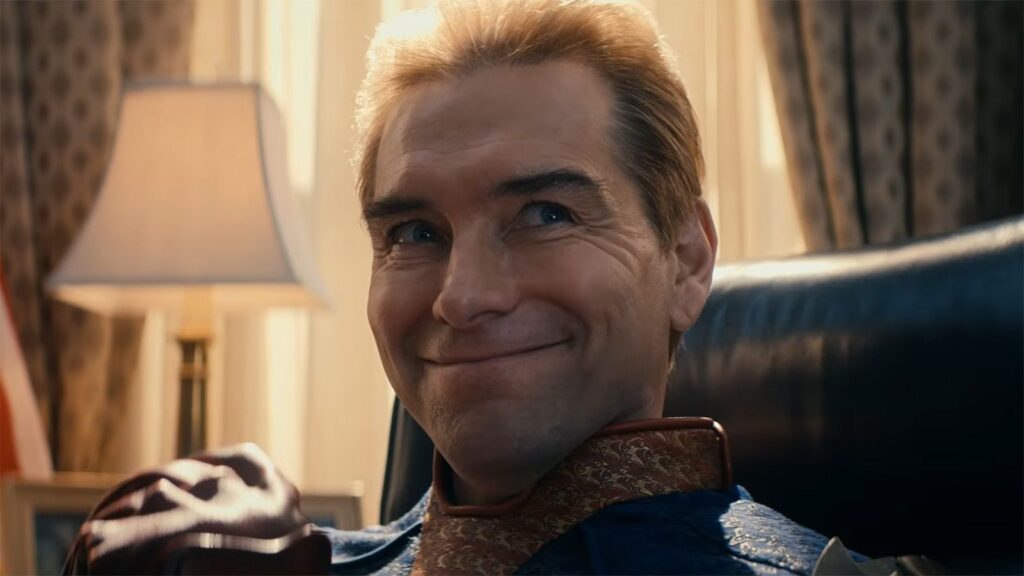 What is the release date for The Boys season 5 episodes 1 to 2 on Prime Video? A close-up of Homelander smiling and clasping his hands as he sits in the President's White House office in The Boys season 5