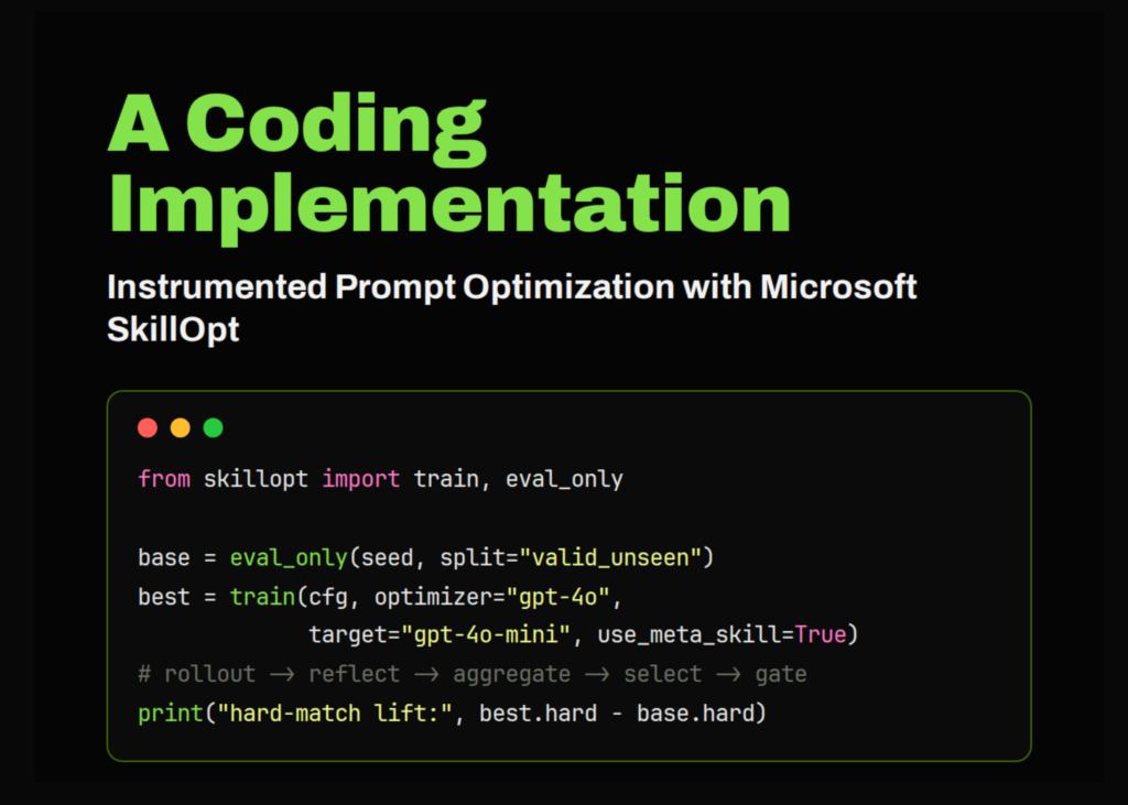 A Coding Implementation on Microsoft SkillOpt for Instrumented Prompt Optimization, Skill Evolution Analysis, and Baseline Comparison A Coding Implementation on Microsoft SkillOpt for Instrumented Prompt Optimization, Skill Evolution Analysis, and Baseline Comparison