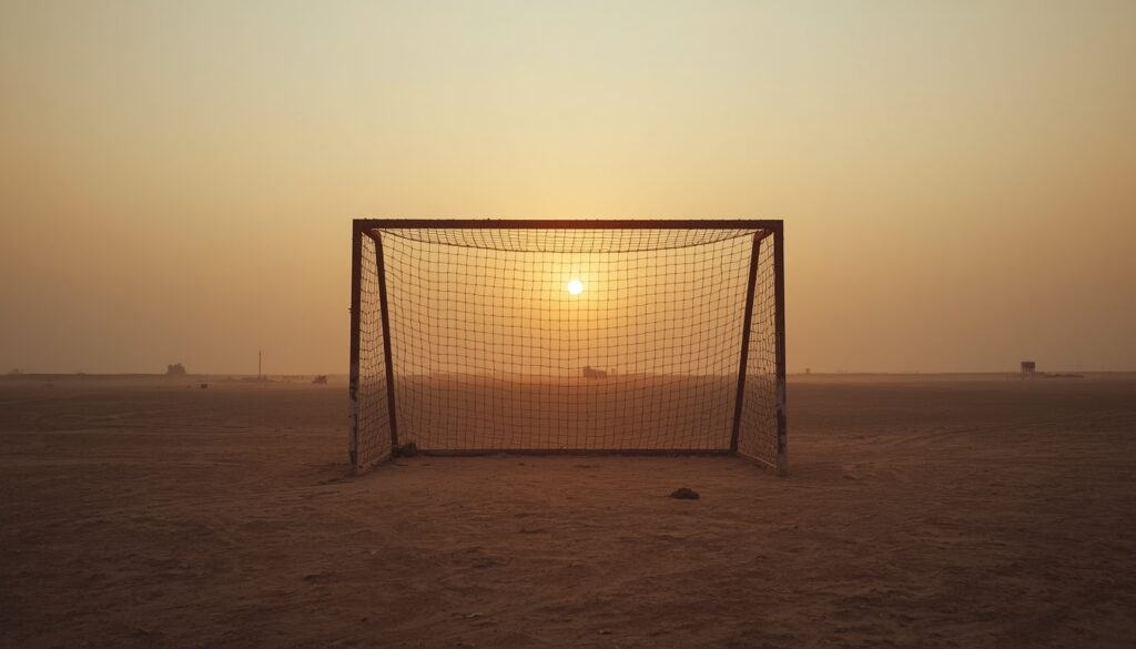 I Built 11 Models to Predict the 2026 World Cup. They Crown Four Different Champions. Soccer goal in a desert by sunset. Image generated with Leonardo AI