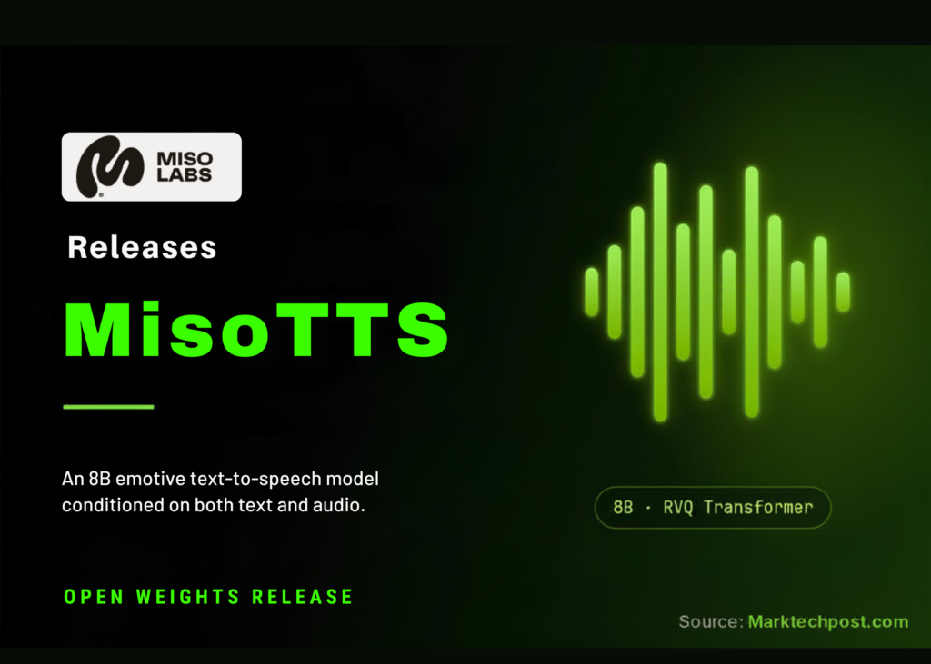 Miso Labs Releases MisoTTS: An 8B Emotive Text-to-Speech Model with Open Weights
