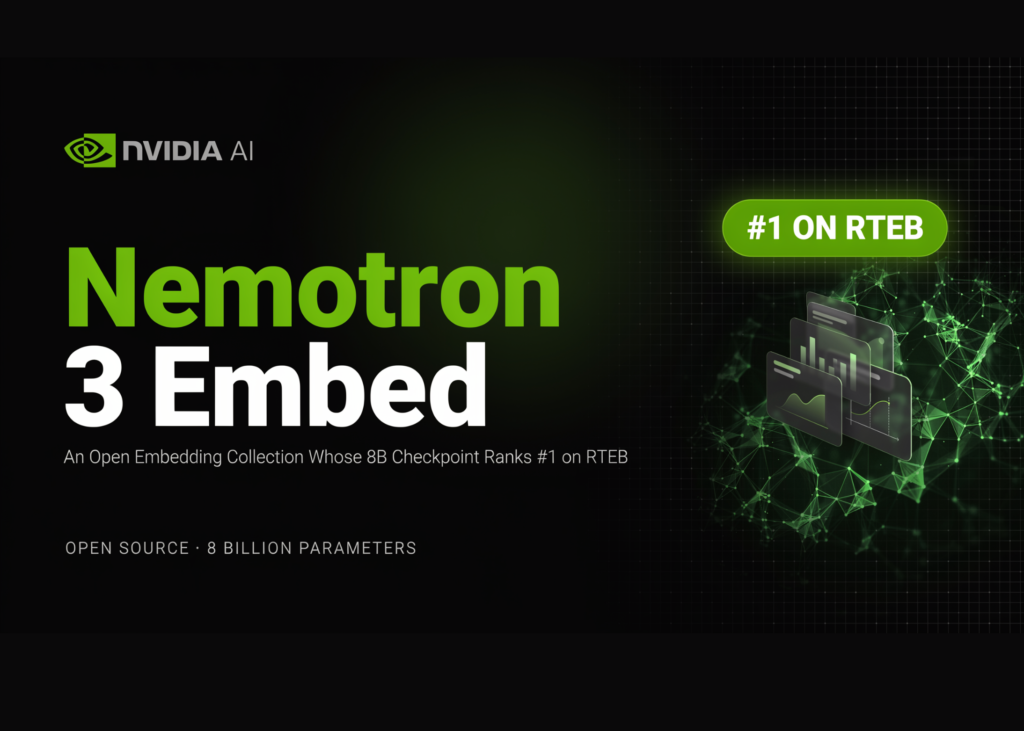 NVIDIA AI Releases Nemotron 3 Embed: An Open Embedding Collection Whose 8B Checkpoint Ranks #1 on RTEB NVIDIA AI Releases Nemotron 3 Embed: An Open Embedding Collection Whose 8B Checkpoint Ranks #1 on RTEB