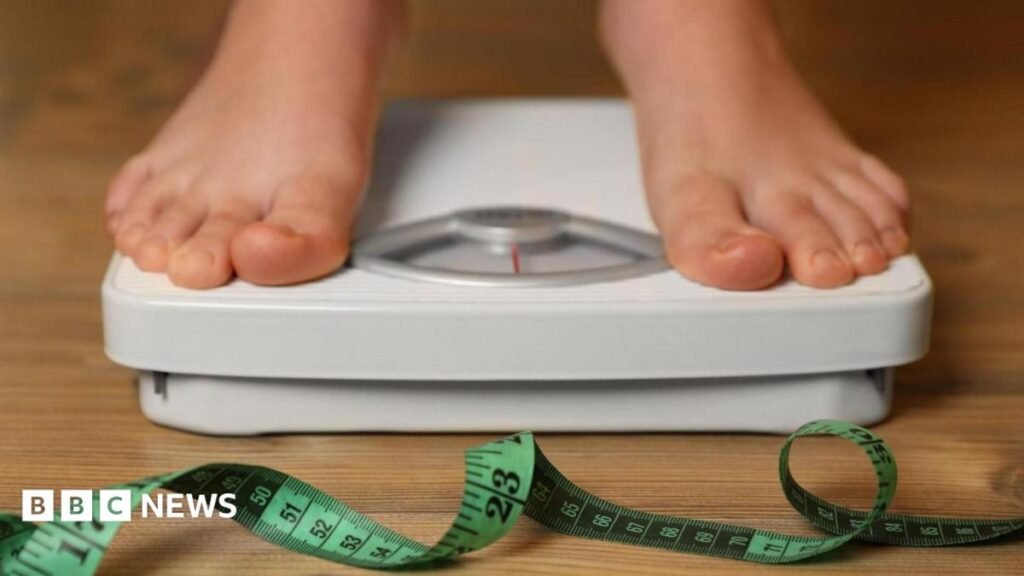 Why have obesity rates doubled since 1993? Three side by side photos from left a woman's legs wearing a skirt and flip flops, a man's legs wearing shorts and a woman wearing a white strappy top
